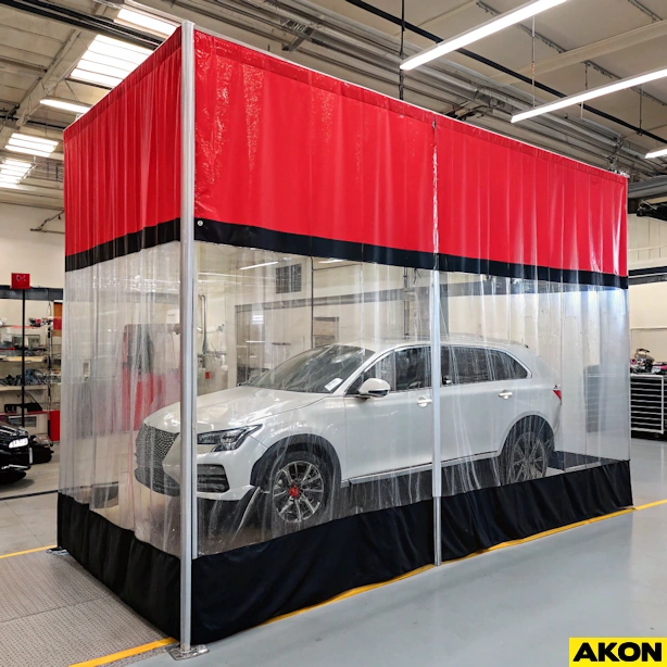 prep-station-curtain enclosure AKON Prep Station Curtains For Automotive Body Shops
