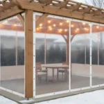 How to seal pergola corners and gaps for a tight winter fit using clear vinyl wall panels that block wind, snow, and drafts in outdoor spaces