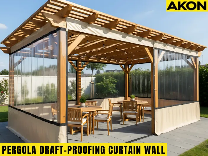 Pergola draft-proofing stop wind whistle without losing light using clear vinyl curtain enclosures that seal gaps while keeping the pergola bright and open