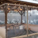 Winter pergola with clear vinyl walls and secured corners How to Seal Pergola Corners and Gaps for a Tight Winter Fit