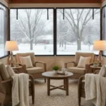 Winterize a screened porch to four-season space with removable panels designed for clear visibility and comfort during cold winter months