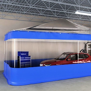 dust enclosure using curtains