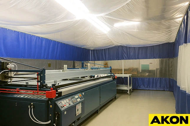 industrial curtain enclosure with ceiling