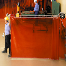 roll up welding screens on a cable