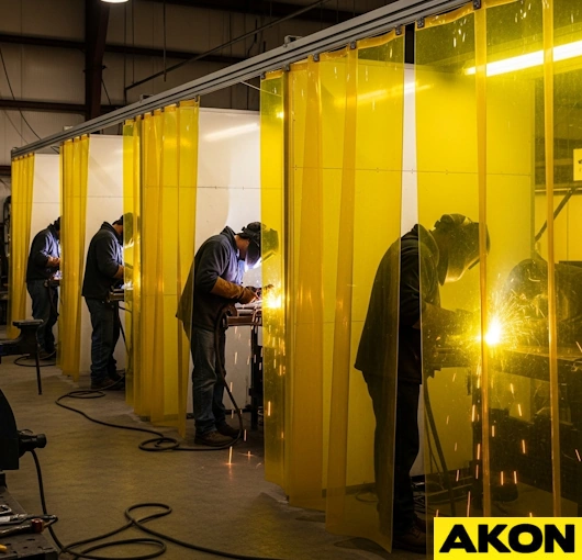 welding booth cell curtains