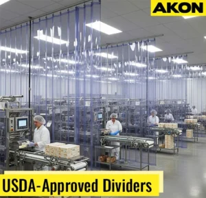 usda-grade-vinyl-curtain-divider-in-food-processing-line usda-grade-vinyl-curtain-divider-in-food-processing-line