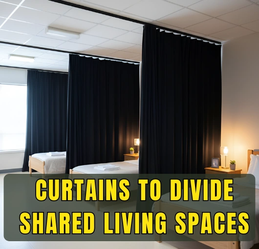 Blackout curtains dividing shared sleeping areas for improved privacy