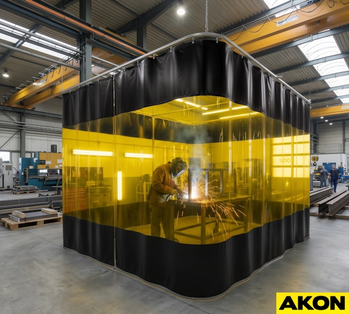 welding curtain tinted yellow vinyl