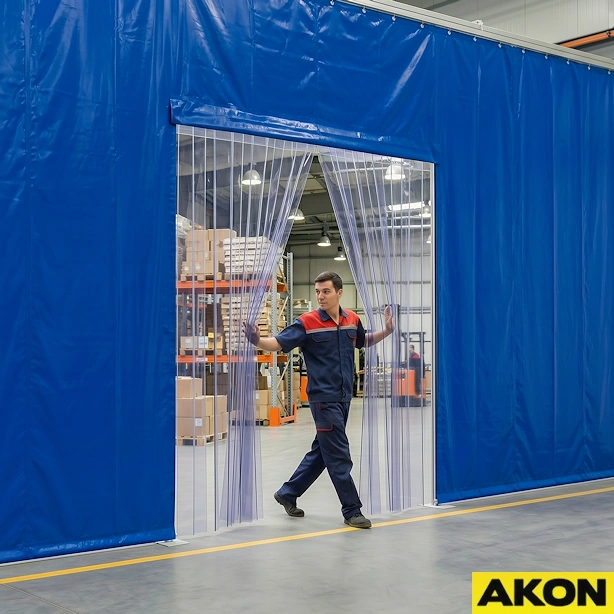 Industrial Curtain with Door Access Opening
