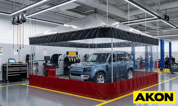 Curtain enclosure for dust control automotive