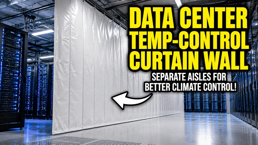 Data center climate control curtain wall separating server aisles for temperature management